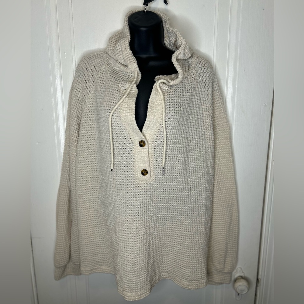 Elegant Cream Knit Hoodie